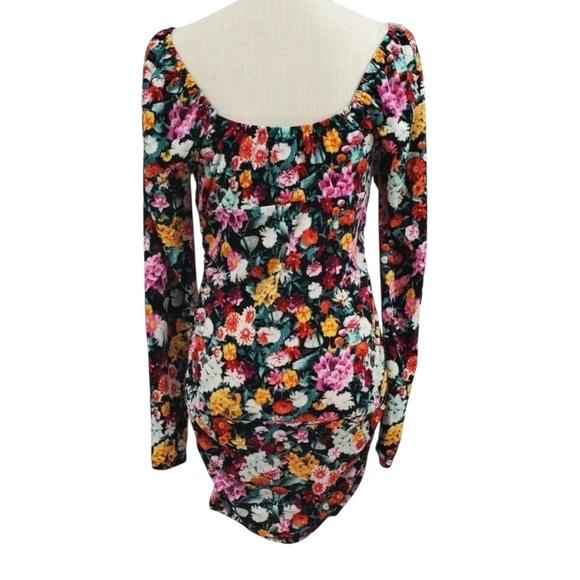 WILD FABLE floral velvet long-sleeve ruched bodycon dress 2X NWT - Picture 5 of 7